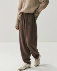 Pantalon femme en laine et cachemire à coupe décontractée