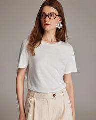 T-shirt en jersey de soie à manches courtes pour femme