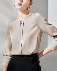 Blouse en soie avec fente pour femme
