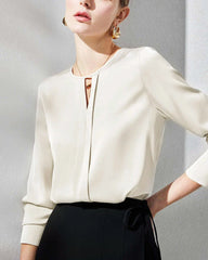 Blouse en soie avec fente pour femme
