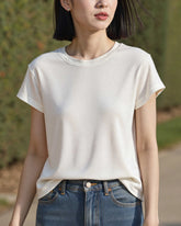 T-shirt en soie col rond – Femme