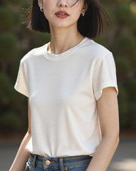 T-shirt en soie col rond – Femme