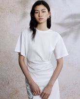 T-shirt en jersey de soie pour femme avec taille plissée