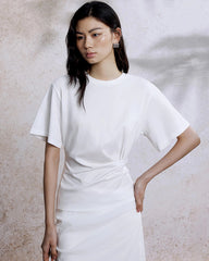 T-shirt en jersey de soie pour femme avec taille plissée