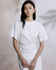 T-shirt en jersey de soie pour femme avec taille plissée