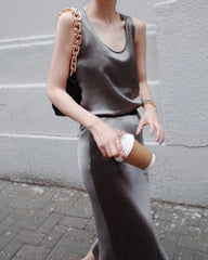 Ensemble deux pièces en soie pour femme