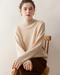 Pull en cachemire oversize à col roulé pour femme