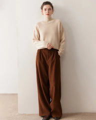 Pull en cachemire oversize à col roulé pour femme