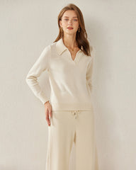 Pull en Cachemire Pur pour Femmes avec Col Polo