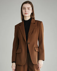 Blazer en Laine pour Femme à Bouton Simple