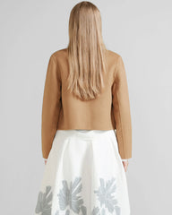 Veste Crop en Laine à Col Rond pour Femme