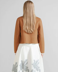 Veste Crop en Laine à Col Rond pour Femme