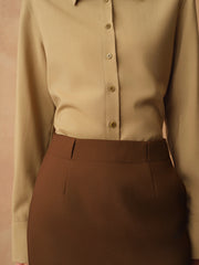 Jupe Maxi Taille Haute en Laine