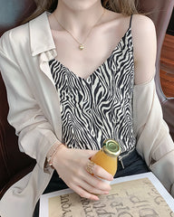 Camisole en Soie à Rayures Zèbre