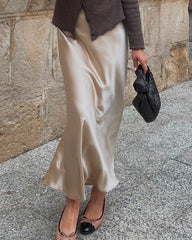 Jupe Maxi en Soie 22 Momme Champagne