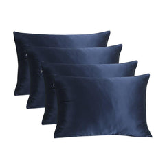 4Pièces Taie d'Oreiller en Soie 100% 19 Momme avec Fermeture Éclair Cachée