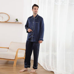 À la Maison - Set de Pyjama en Soie 22 Momme à Double Boutonnage pour Hommes