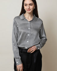 Blouse en Soie à Rayures pour Femme