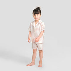 Ensemble de Pyjama à Rayures Courtes pour Enfants en Soie
