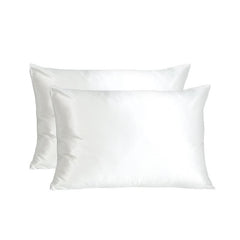 Ensemble de Taies d'Oreiller en Soie Satinée avec Fermeture Cachée 2 Pièces