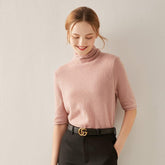 Pull en Cachemire à Col Roulé à Manches Courtes