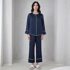 Ensemble de Pyjama en Soie Bleu Marine 22 Momme