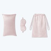 Set de Voyage en Soie avec Masque pour les Yeux et Sac de Rangement (3 Pièces)