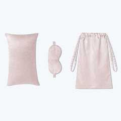 Set de Voyage en Soie avec Masque pour les Yeux et Sac de Rangement (3 Pièces)