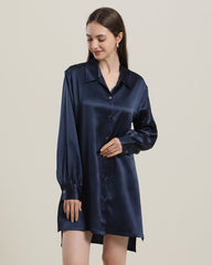 Robe Chemise Irrégulière en Soie 22 Momme pour Femme