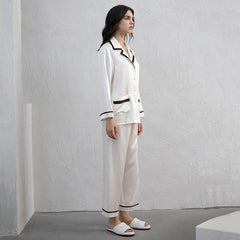 Ensemble de Pyjama en Soie pour Femme avec Bordure Contrastée
