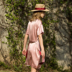 Chemise de Nuit en Soie 22 Momme Confortable avec Ceinture