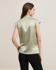 Blouse en Soie Sans Manches à Col V