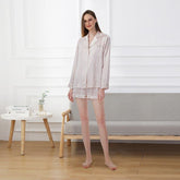 Ensemble de Pyjama Court en Soie à Rayures