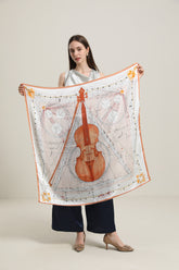 Elegant Silk Violins Scarf