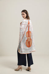Elegant Silk Violins Scarf