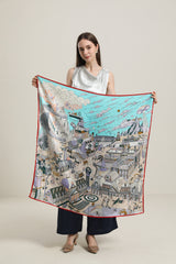 Foulard en Soie à Bords Rouge