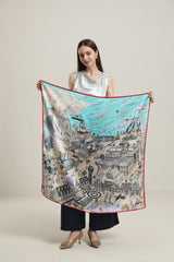 Foulard en Soie à Bords Rouge