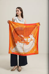 Foulard en Soie à Design Orange