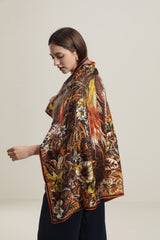 Foulard en Soie Vintage à Motif Tigre