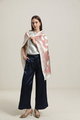 Foulard en Soie avec Motif de Château Vintage