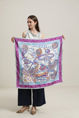 Écharpe en Soie Multielements Couleur Violet