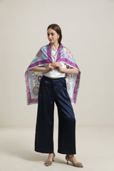 Écharpe en Soie Multielements Couleur Violet