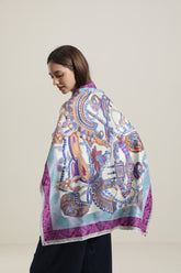 Écharpe en Soie Multielements Couleur Violet