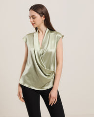 Blouse en Soie Sans Manches à Col V