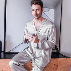 Ensemble Pyjama pour Homme en Soie Pure 2 Pièces