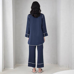 Ensemble de Pyjama en Soie Bleu Marine 22 Momme