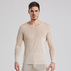 Ensemble de Sous-vêtements Thermiques en Soie 100 % pour Hommes