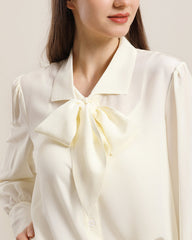 Blouse en Soie Pure avec Nœud Papillon pour Femme