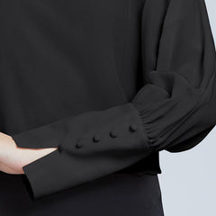 Chemise Femme en Soie à Col Rond et Manches Lanternes