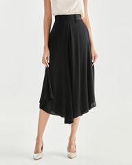 Pantalon en Soie Taille Haute pour Femme à Jambes Évasées